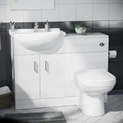 Ellen 550mm Flat Pack Vanity Basin Unit, WC Unit, Cistern & Elso Back To Wall Toilet White 10 Ellen 550mm Flat Pack Vanity Basin Unit, WC Unit, Cistern & Elso Back To Wall Toilet White -Comfort Bathroom Store 16177872 4