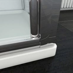 ELEGANT Bifold Shower Enclosure Glass Screen Door Cubicle + Side Panel 700 X 700 Mm -Comfort Bathroom Store 16189492 4