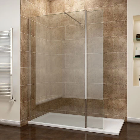 ELEGANT 1100mm Frameless Wet Room Shower Screen Panel 8mm Easy Clean Glass Walk In Shower Enclosure With 300mm Return Panel And Support Bar 4 ELEGANT 1100mm Frameless Wet Room Shower Screen Panel 8mm Easy Clean Glass Walk In Shower Enclosure With 300mm Return Panel And Support Bar - Image 2