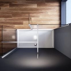 ELEGANT Walk In Shower Enclosure 8mm Easy Clean Glass 800mm Wetroom Shower Glass Panel With 800mm Side Panel And 300mm Flipper Panel -Comfort Bathroom Store 16190691 3