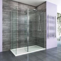 ELEGANT 1200mm Walk In Shower Enclosure 8mm Easy Clean Wetroom Shower Screen 300mm Flipper Panel + 700mm Side Panel