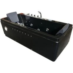 SIMBA WHIRLPOOL BATH TUB CHROMOTHERAPY Model "Marilyn" 180 X 85 Cm BLACK HOTTUB DOUBLE PUMP