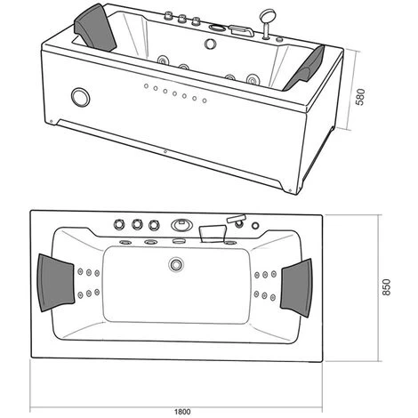 SIMBA WHIRLPOOL BATH TUB CHROMOTHERAPY Model "Marilyn" 180 X 85 Cm BLACK HOTTUB DOUBLE PUMP 7 SIMBA WHIRLPOOL BATH TUB CHROMOTHERAPY Model "Marilyn" 180 X 85 Cm BLACK HOTTUB DOUBLE PUMP - Image 5