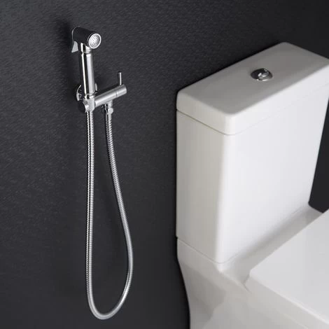 Milano Mirage - Modern Manual Wall Hung Douche Shower Toilet Kit With Wall Bracket - Chrome 4 Milano Mirage - Modern Manual Wall Hung Douche Shower Toilet Kit With Wall Bracket - Chrome - Image 2