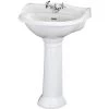 Milano Towneley - Traditional White Ceramic Bathroom Basin Sink With Full Pedestal And One Tap Hole - 600mm X 500mm 1 Milano Towneley - Traditional White Ceramic Bathroom Basin Sink With Full Pedestal And One Tap Hole - 600mm X 500mm -Comfort Bathroom Store 16285417 1