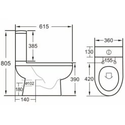 Close Coupled Bathroom Toilet Space Saving 360mm Pan Soft Close Seat Dual Flush -Comfort Bathroom Store 16470529 4