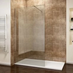 ELEGANT 760mm Walk In Shower Enclosure 8mm Easy Clean Glass Wet Room Shower Screen Panel With 1200x900mm Shower Tray + Waste