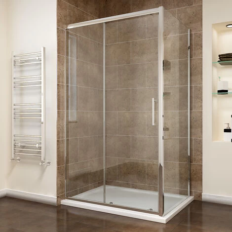 ELEGANT 1000 X 800mm Sliding Shower Enclosure 8mm Easy Clean Glass Shower Cubicle Door With Shower Tray + Side Panel 3 ELEGANT 1000 X 800mm Sliding Shower Enclosure 8mm Easy Clean Glass Shower Cubicle Door With Shower Tray + Side Panel