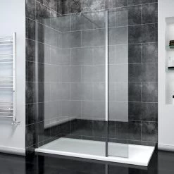 ELEGANT 700mm Wet Room Shower Screen Panel 8mm Easy Clean Glass Walk In Shower Enclosure With 300mm Flipper Panel