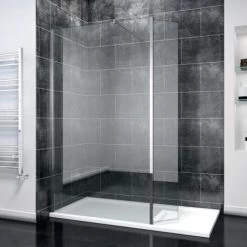 ELEGANT 700mm Wet Room Shower Screen Panel 8mm Easy Clean Glass Walk In Shower Enclosure With 300mm Flipper Panel -Comfort Bathroom Store 16497405 5