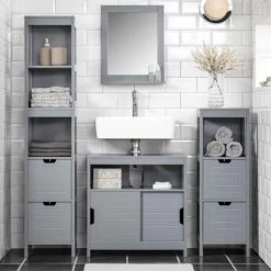 SoBuy Under Sink Bathroom Storage Cabinet With Shelf And Double Sliding Door,FRG128-SG -Comfort Bathroom Store 16499663 3