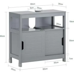 SoBuy Under Sink Bathroom Storage Cabinet With Shelf And Double Sliding Door,FRG128-SG -Comfort Bathroom Store 16499663 4