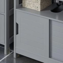 SoBuy Under Sink Bathroom Storage Cabinet With Shelf And Double Sliding Door,FRG128-SG -Comfort Bathroom Store 16499663 5