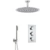 Milano Mirage - Modern 2 Outlet Triple Thermostatic Mixer Shower Valve With 300mm Ceiling Mounted Round Rainfall Shower Head And Hand Shower Handset Kit - Chrome -Comfort Bathroom Store 16594515 1