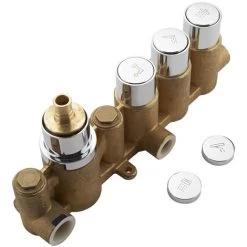 Milano Orta - Modern Two Outlet Push Button Thermostatic Shower Mixer Valve With 400mm Round Ceiling Mounted Recessed Rainfall Shower Head And Hand Shower Handset Kit - Chrome -Comfort Bathroom Store 16594549 4