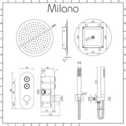 Milano Orta - Modern Two Outlet Push Button Thermostatic Shower Mixer Valve With 400mm Round Ceiling Mounted Recessed Rainfall Shower Head And Hand Shower Handset Kit - Chrome -Comfort Bathroom Store 16594549 5