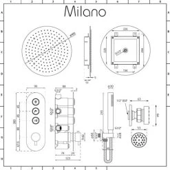 Milano Orta - Modern Three Outlet Push Button Thermostatic Shower Mixer Valve With 400mm Ceiling Mounted Round Rainfall Shower Head&44 Hand Shower Handset Kit And Body Jets - Chrome 11 Milano Orta - Modern Three Outlet Push Button Thermostatic Shower Mixer Valve With 400mm Ceiling Mounted Round Rainfall Shower Head&44 Hand Shower Handset Kit And Body Jets - Chrome -Comfort Bathroom Store 16594555 5