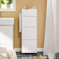 SoBuy White Bathroom Cabinet Bathroom Storage Cabinet Unit With 3 Drawers,BZR29-W -Comfort Bathroom Store 16744284 4
