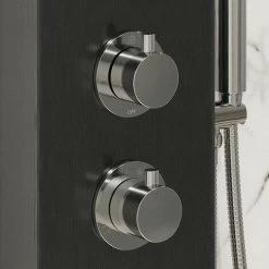 Thermostatic Brushed Black Shower Tower Panel 2 Body Jets 2 Twin Heads -Comfort Bathroom Store 16770538 5