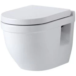Milano Newby - White Ceramic Modern Bathroom Wall Hung Toilet WC And Soft Close Seat