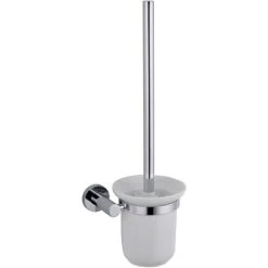 Chrome Round Style Brass Wall Mounted Round Bathroom Toilet Brush Holder