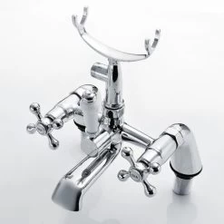Stafford Victorian Traditional Deck Mounted Cross Head Bath Shower Mixer Tap With Handheld Kit -Comfort Bathroom Store 16934303 3
