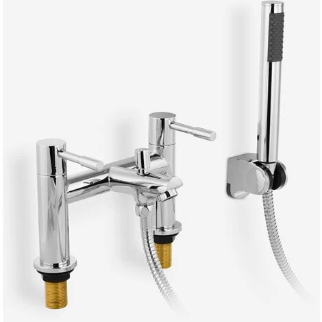 Blossom Modern Bridge Deck Mounted Bath Filler Shower Mixer Tap With Handheld Kit 4 Blossom Modern Bridge Deck Mounted Bath Filler Shower Mixer Tap With Handheld Kit - Image 2