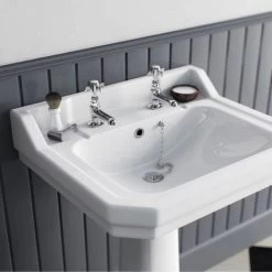 Edwardian Traditional Cross Head Chrome Hot & Cold Twin Basin Taps -Comfort Bathroom Store 16934358 3