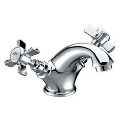 Edwardian Traditional Chrome Cross Head Design Basin Mono Mixer Tap