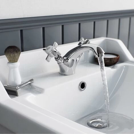 Edwardian Traditional Chrome Cross Head Design Basin Mono Mixer Tap 6 Edwardian Traditional Chrome Cross Head Design Basin Mono Mixer Tap - Image 4