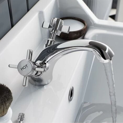 Edwardian Traditional Chrome Cross Head Design Basin Mono Mixer Tap 7 Edwardian Traditional Chrome Cross Head Design Basin Mono Mixer Tap - Image 5
