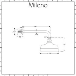 Milano Elizabeth - Traditional Round Fixed Apron Rainfall Shower Head With Wall Mounted Arm - Chrome (155mm Head) -Comfort Bathroom Store 17034786 4