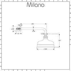 Milano Elizabeth - Traditional Round Fixed Apron Rainfall Shower Head With Wall Mounted Arm - Oil Rubbed Bronze (300mm Head) -Comfort Bathroom Store 17034801 5