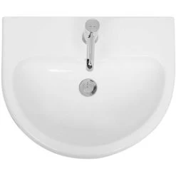 Modern Bathroom Cloakroom White Full Pedestal 560mm Basin Compact Single Tap Hole Sink -Comfort Bathroom Store 17034832 4