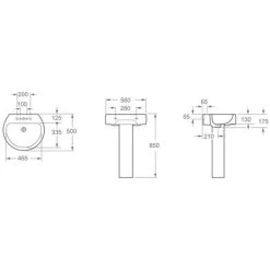 Modern Bathroom Cloakroom White Full Pedestal 560mm Basin Compact Single Tap Hole Sink -Comfort Bathroom Store 17034832 5