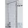 Milano Elizabeth - Traditional Grand Rigid Riser With 1 Outlet Twin Exposed Thermostatic Mixer Shower Valve And Round Rainfall Shower Head - Chrome & Black