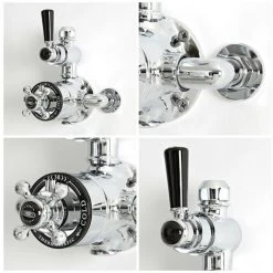 Milano Elizabeth - Traditional Grand Rigid Riser With 1 Outlet Twin Exposed Thermostatic Mixer Shower Valve And Round Rainfall Shower Head - Chrome & Black -Comfort Bathroom Store 17034833 4