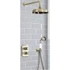 Milano Elizabeth - Traditional 2 Outlet Twin Diverter Thermostatic Mixer Shower Valve With Hand Shower Handset And Round Rainfall Shower Head - Brushed Gold -Comfort Bathroom Store 17034838 1