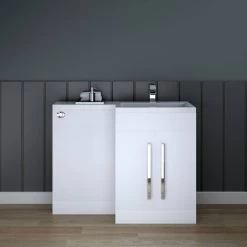 White Right Hand Bathroom Storage Furniture Combination Vanity Unit Set (No Toilet) -Comfort Bathroom Store 17034944 3