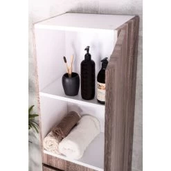 Oak 1500mm Wall Hung Tall Bathroom Cupboard Storage Unit Furniture -Comfort Bathroom Store 17034975 4