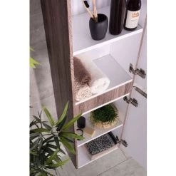 Oak 1500mm Wall Hung Tall Bathroom Cupboard Storage Unit Furniture -Comfort Bathroom Store 17034975 5