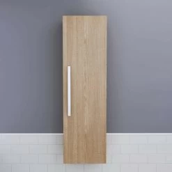 1200mm Light Oak Effect Wall Mounted Tall Bathroom Storage Unit -Comfort Bathroom Store 17035035 3