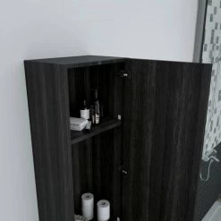1200mm Grey High Cabinet Wall Mounted Cupboard Tall Bathroom Storage Unit -Comfort Bathroom Store 17035037 4