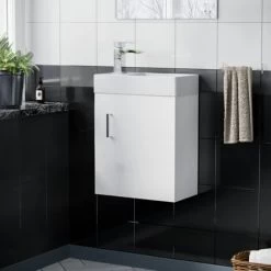 Nanuya 400mm Cloakroom Wall Hung Basin Vanity Unit White
