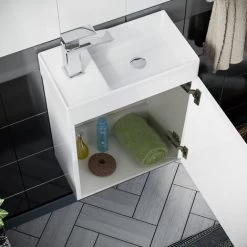 Nanuya 400mm Cloakroom Wall Hung Basin Vanity Unit White -Comfort Bathroom Store 17057396 4