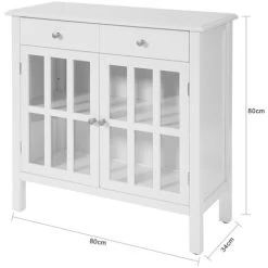SoBuy White Sideboard Storage Cabinet Cupboard 2 Drawers 2 Door,FSB23-W -Comfort Bathroom Store 17176882 5