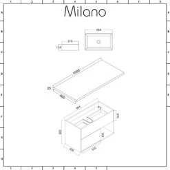 Milano Bexley - Dark Oak 1000mm Wall Hung Bathroom Vanity Unit With Countertop Basin - Rectangular Basin (With LED Light) -Comfort Bathroom Store 17245921 5