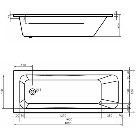 Phoenix Bathrooms - Crystal 1800 X 700 Reinforced Single End Bath - BH072C 4 Phoenix Bathrooms - Crystal 1800 X 700 Reinforced Single End Bath - BH072C - Image 2