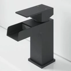 Mixer Tap Bathroom Basin Black Taps Modern Sink Filler Waterfall Cloakroom Waste 8 Mixer Tap Bathroom Basin Black Taps Modern Sink Filler Waterfall Cloakroom Waste -Comfort Bathroom Store 17424585 2