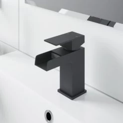 Bathroom Modern Black Waterfall Basin Sink Bath Mono Mixer Tap Taps Set Hot Cold -Comfort Bathroom Store 17424593 3
